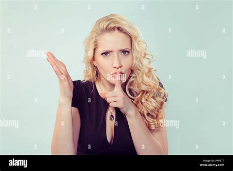 Young Woman Asking For Silence Stock Photo Alamy