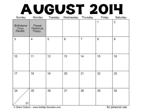 Pics Photos August 2014 Calendar With Previous And Next Month