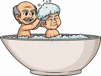 Bath Couple Bathtub Cartoon Having Clipart Clip