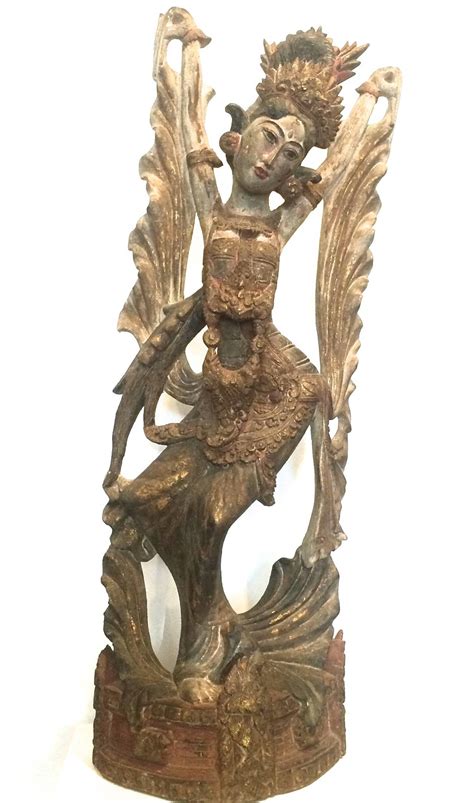 Unknown Balinese Wood Sculpture Of A Dancer Wood Sculpture For Sale