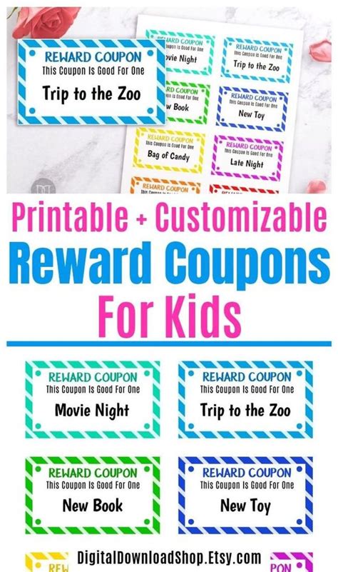 Kids Reward Tickets Printable Editable Kids Reward Coupons Etsy