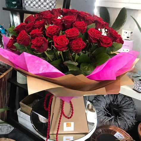 Luxury 50 Red Roses Aqua Packed Bouquet Guaranteed To Impress