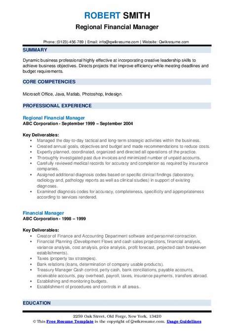 Financial Manager Resume Samples Qwikresume
