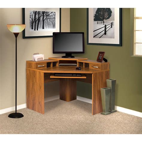Corner Desk With Monitor Platform Keyboard Shelf And 2 Drawers