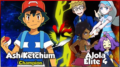 Alola Champion Ash Vs Alola Elite 4 Pokemon Ultra Sunmoon Youtube