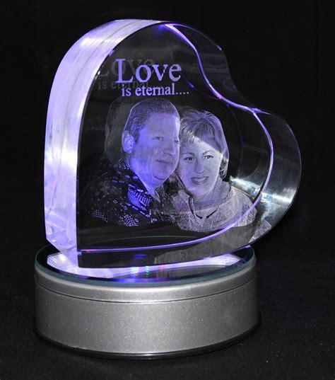 Personalised Lasered 3D Heart Photo Crystal 120x120x60mm Etsy