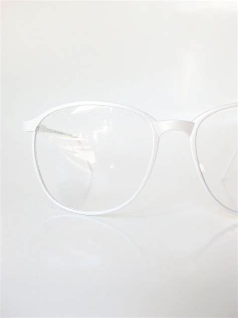 Pearl White Eyeglass Frames 1980s Round Wayfarer Eggshell Bright Womens