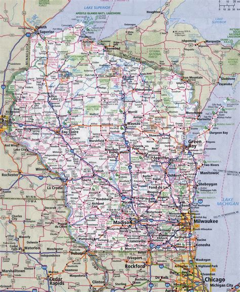 Free Printable Map Of Wisconsin Free Printable Templates