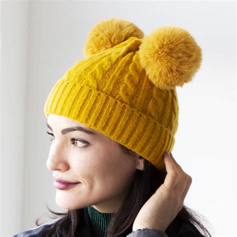 Cable Knit Duo Pom Knit Hat By Studio Hop | notonthehighstreet.com