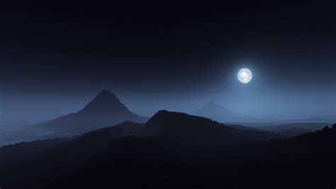 4k Hypnoshot Night Mountains Moonlight Nightscape Forest