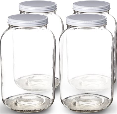 Paksh Novelty Wide Mouth 1 Gallon Clear Glass Jar Metal Lid With
