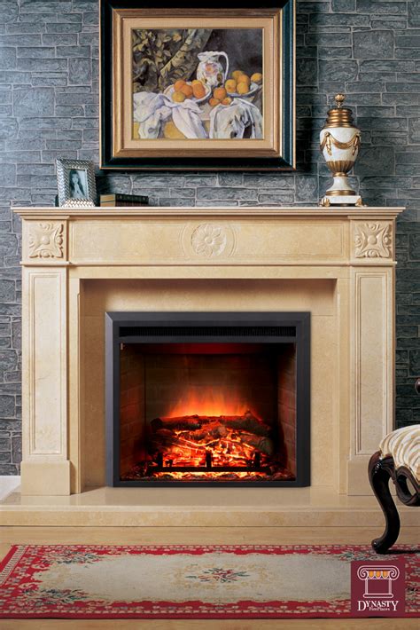 This electric fireplace uses led flame technology, so it will prove to be more energy efficient and less costly to heat your living space. Dynasty's Forte EF43D | Fireplace, Stone mantel, Stone ...