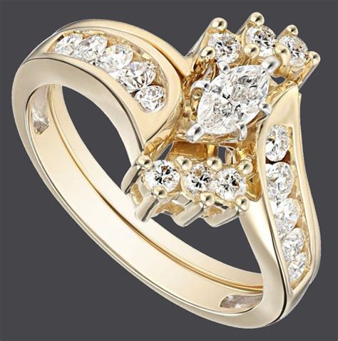 14k Yellow Gold Bypass Diamond With Marquise Wedding Bridal Ring Set Rose Quartz Ring Engagement