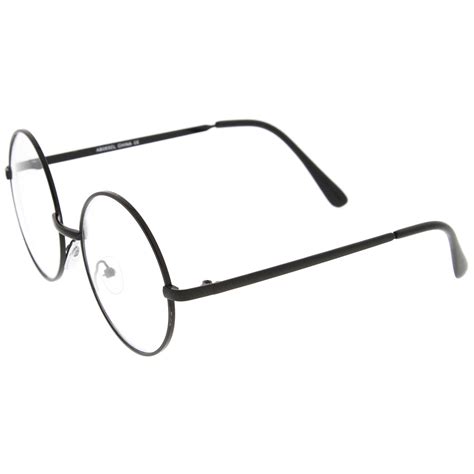 retro lennon style mid size metal frame clear lens round glasses 51mm sunglass la