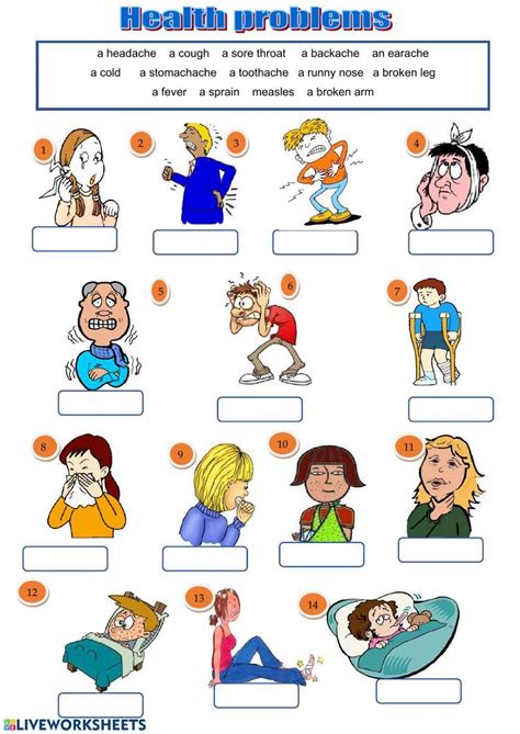 Health Problems Interactive Exercise For Todos Live Worksheets