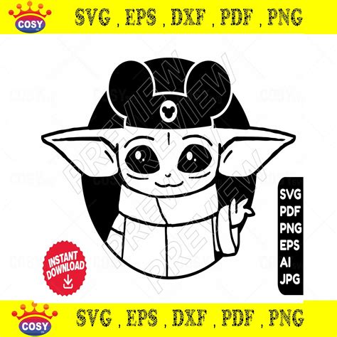 Baby Yoda Disney Ears Svg Vector Cut File Clipart Baby Yoda The
