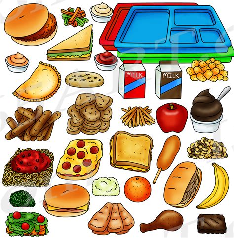 Cafeteria Food Clipart Graphics Set Build A Lunch Tray Clipart 4 School