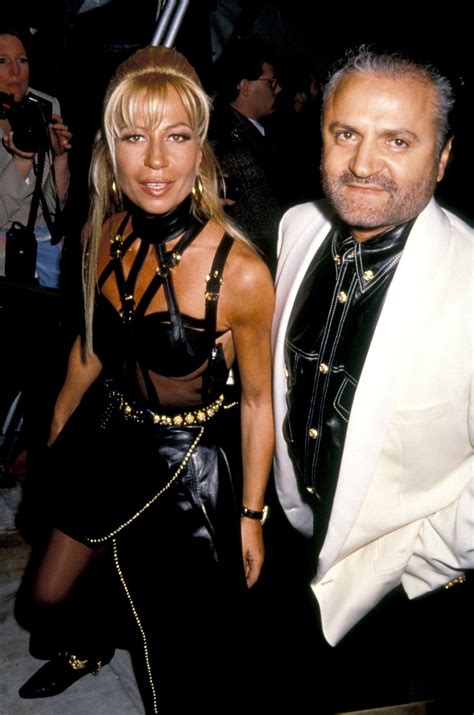 Donatella Versace With Gianni Versace Wearing The Famous Black Strap