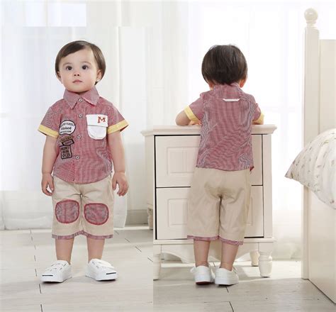 Cheap Baby Boy Clothes Kids Shorts Baby Boy Plaid Clothing Suit