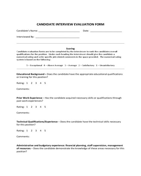 2023 Candidate Evaluation Form Fillable Printable PDF Forms Handypdf