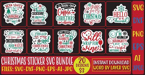 Christmas Sticker Svg Bundle Vol Bundle Creative Fabrica