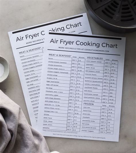 The Complete List Of Air Fryer Cook Times In A Free Printable Chart