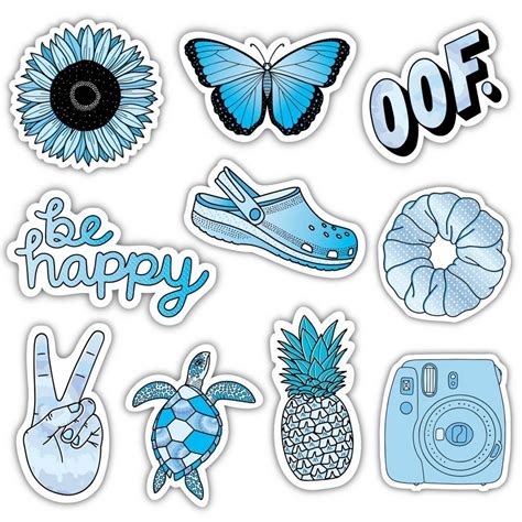 Big Moods Aesthetic Sticker Pack 10pc Blue Cute Laptop Stickers