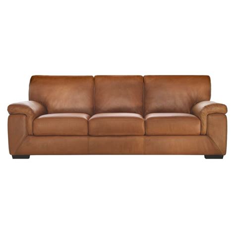 3 Seat Caramel Leather Barret Sofabed Freedom Leather Sofa Tan