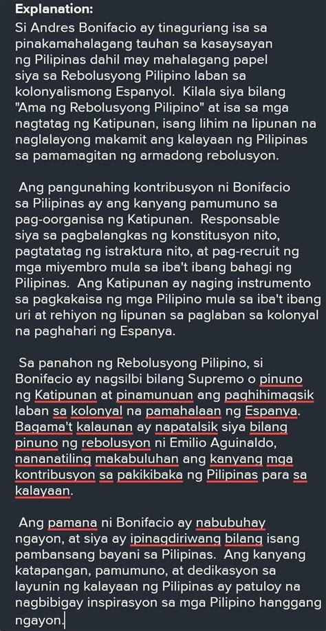 Ano Nga Ba Ang Ambag Ni Andreas Bonifacio Sa Pilipinas Brainly Ph