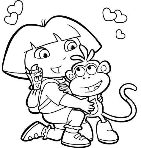 Dora coloring page from dora the explorer category. Dora and boots coloring pages to download and print for free