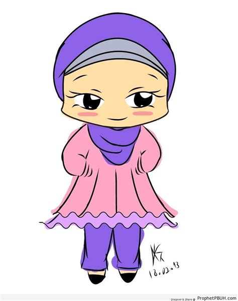 Chibi Muslimah In Blue And Pink Chibi Drawings Cute Muslim