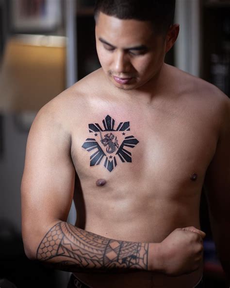 Philippine Sun Tattoo Filipino Tribal Sun Flag Temporary Tattoo
