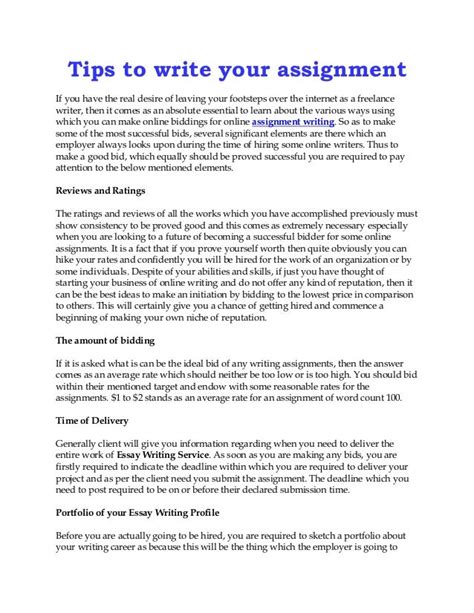 Tips To Write Your Assignment