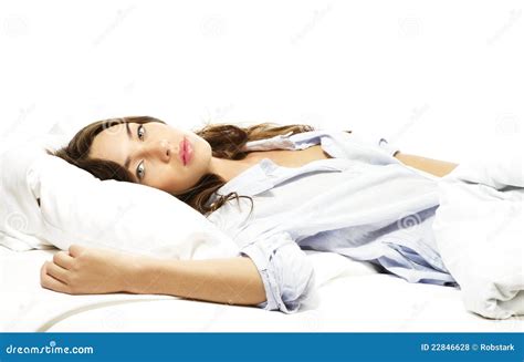 Beautiful Woman Lying In Bed Stock Photo Image Of Hair Looking 22846628