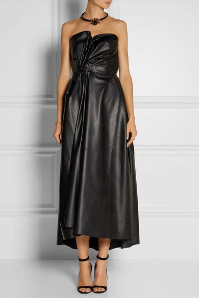 From street style & beauty tips to the latest fashion trends from the hottest designers. Lanvin | Gathered faux stretch-leather dress | NET-A ...