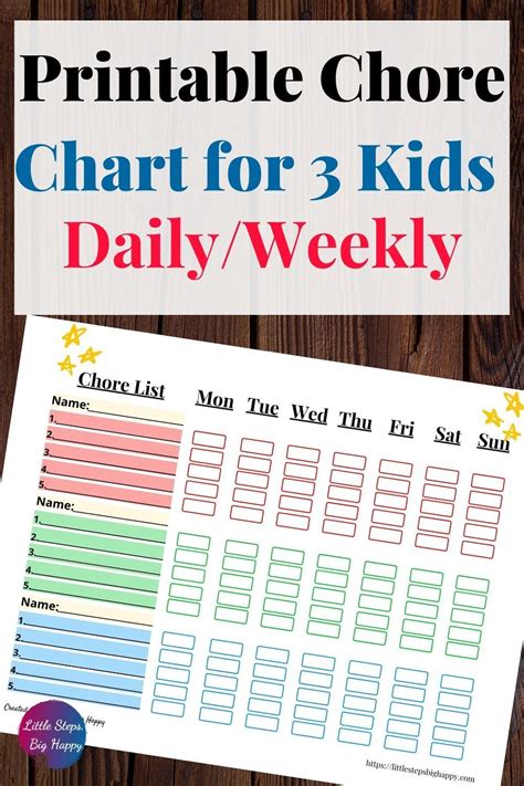 Check spelling or type a new query. Weekly Chore Chart for 3 Kids Printable Chore List | Etsy ...