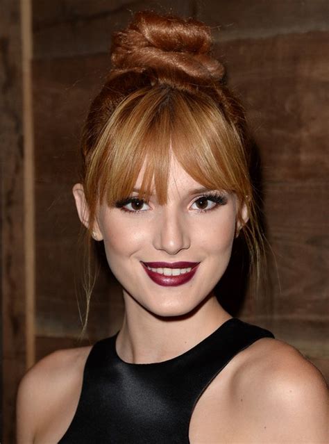 Bella Thorne Long Hairstyle Twisted Bun With Bangs Pretty Designs