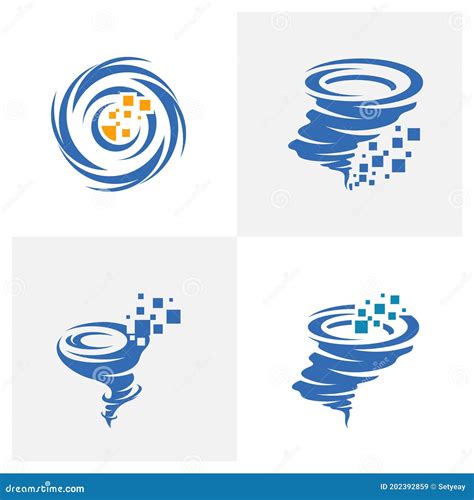 Set Of Pixel Tornado Logo Vector Template Creative Twister Logo Design