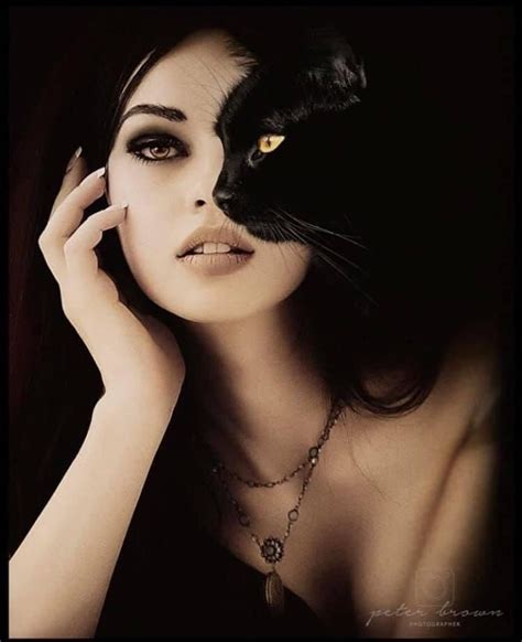 A Woman With A Black Cat On Her Face