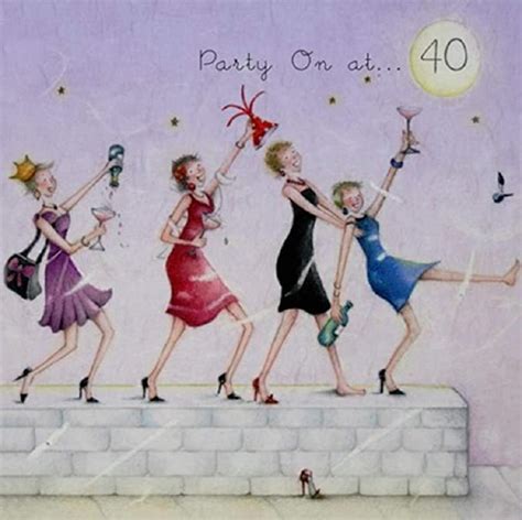 Female 40th Birthday Card Bp Ll22 Party On At40 Ladies Who