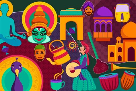 Collage Displaying Rich Cultural Heritage Of India Stock Vector Zohal
