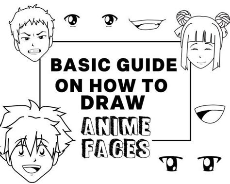 How To Draw Anime Faces Kids Printable Worksheets Etsy In 2021