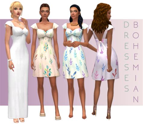 Renorasims Tight Party Dresses Sims 4 Clothing Bohemian Style