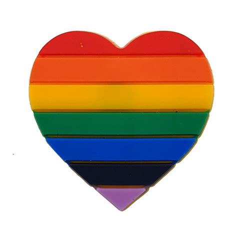 Gay Pride Rainbow Silicone Heart Pin Badge Uk