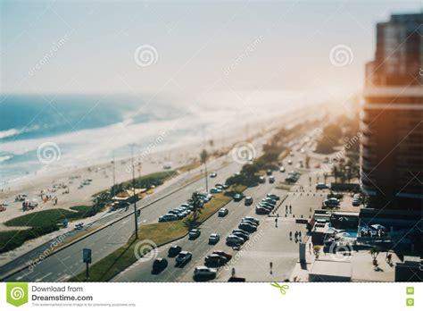 View On Ocean Beach Coastline Of Rio De Janeiro Stock