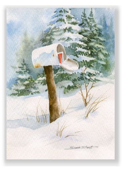 You can also email them. Winter Mailbox Watercolor Christmas Greeting Card by Susie Short