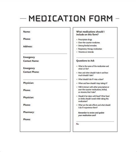 7 Medication Card Templates Doc Pdf