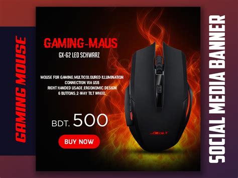 Gaming Maus Gaming Mouse I Social Media Banner Post By Taufiqur Rafi On