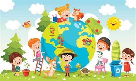 Children Having Fun With Planet Earth 2831805 Vector Art At Vecteezy