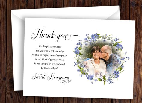 Funeral Thank You Cards With Photo Sympathy Acknowledgement Card